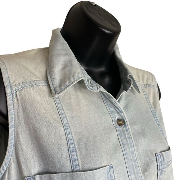 AG Adriano Goldschmied Romper Women S Blue Denim Chambray Pockets Light Wash NEW - Picture 7 of 10